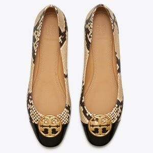 Tory Burch Chelsea Cap Toe Snake Print Flats